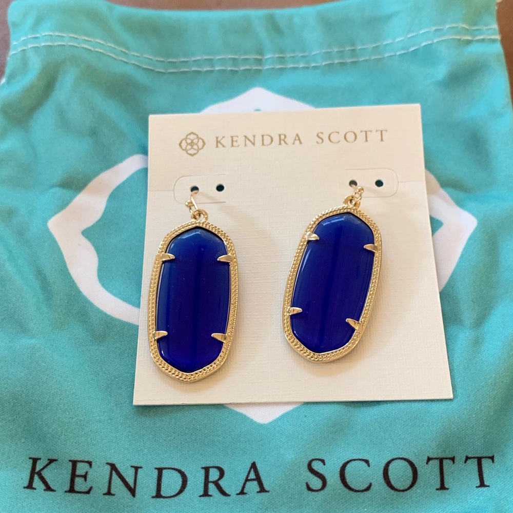 Kendra Scott cobalt blue earrings, new in box.